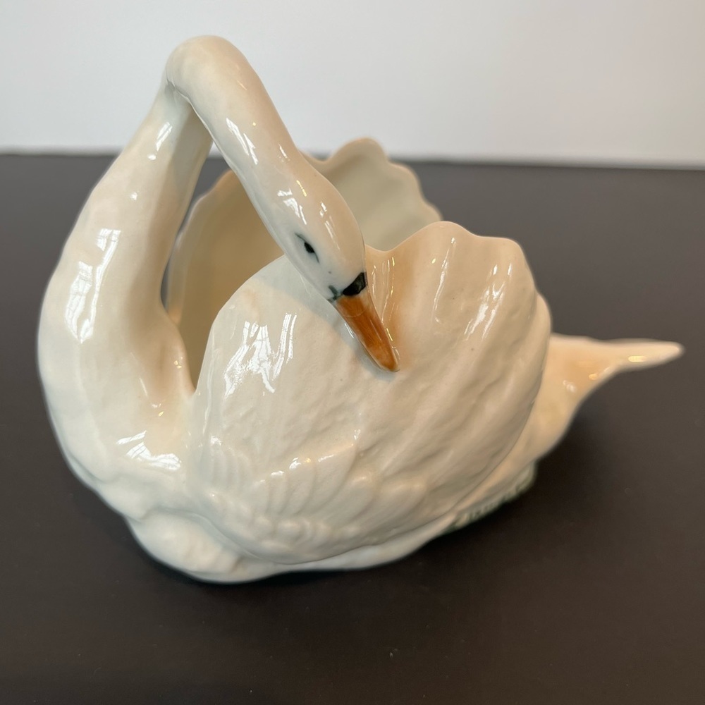 RARE Czech Pottery Swan Trinket Dish